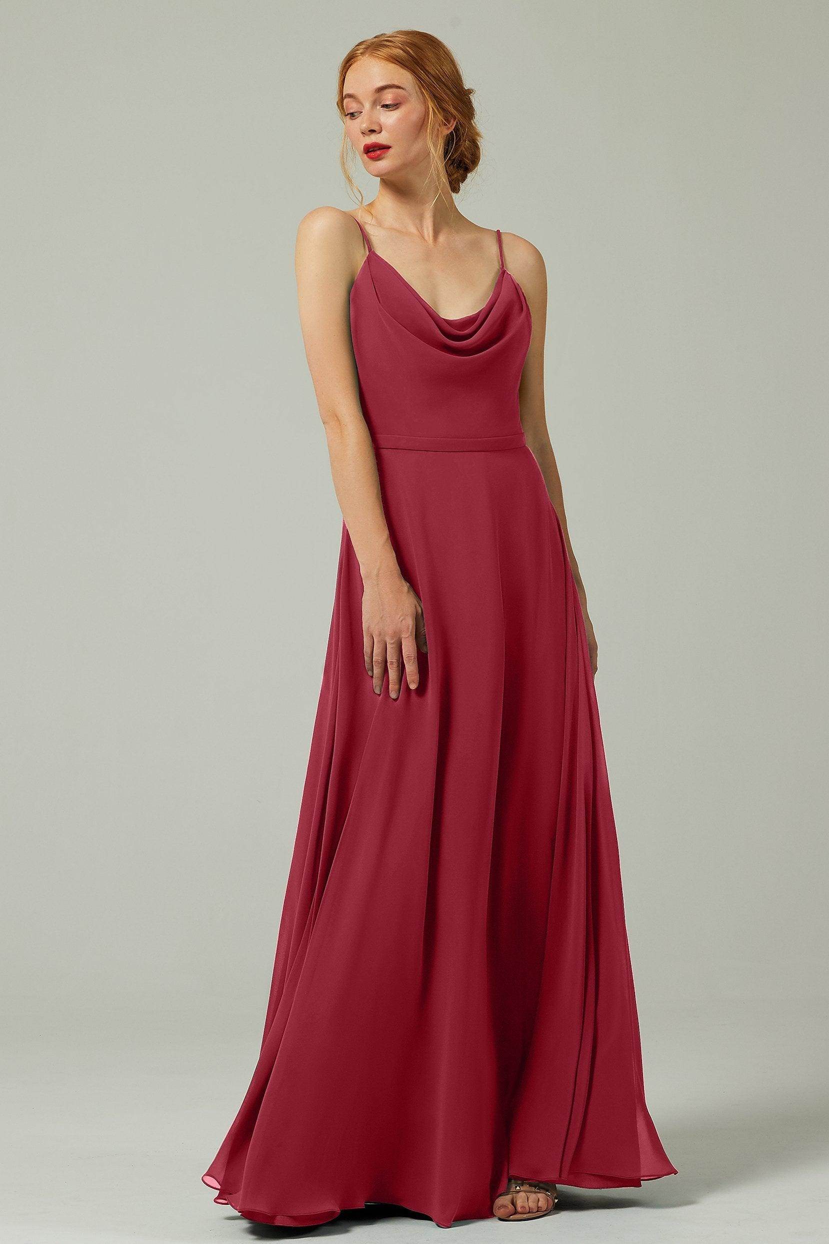 A-Line Floor Length Chiffon Bridesmaid Dress CB0322 - COCOMELODY